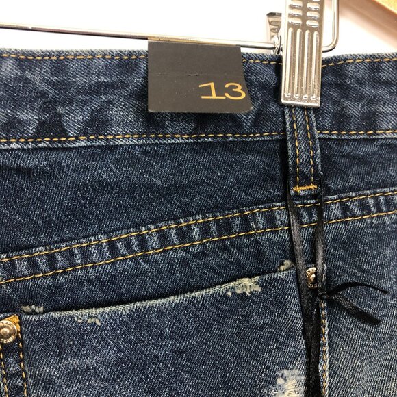 New Sparkle Women's Booty Shorts Sz 13 Jrs Fringe Rhinestones Raw Hem Destroyed - Picture 10 of 13